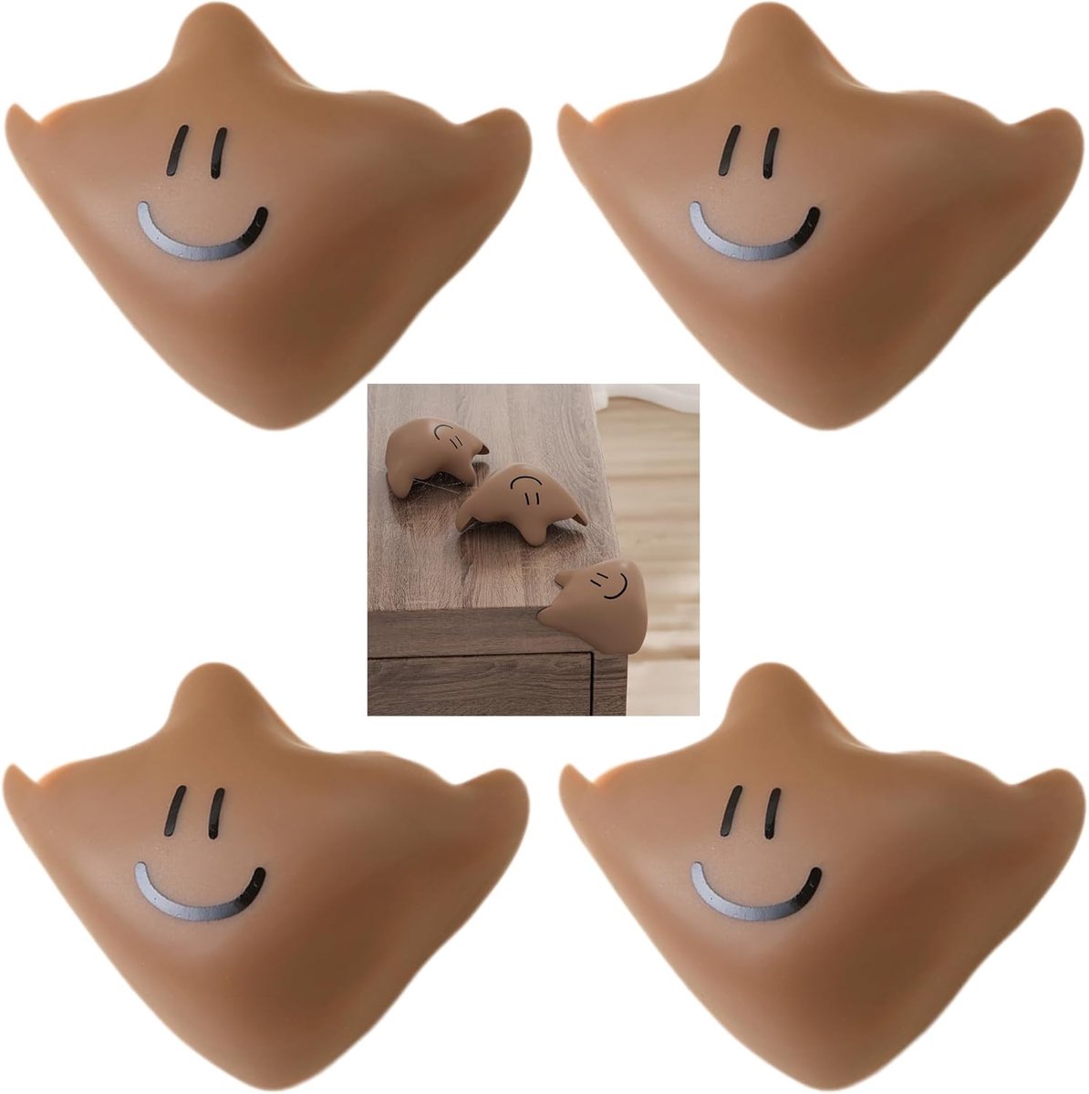 Edge protection, corner guard, self-adhesive, 4 pieces, brown, wraps around sharp table edges to prevent dents and - ShopVlot