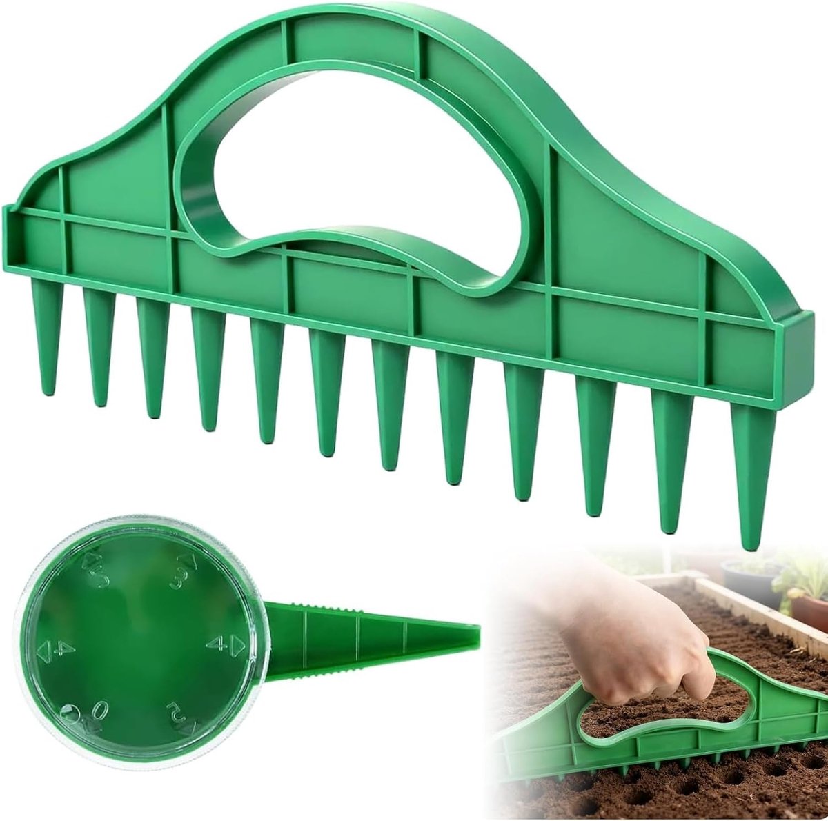 Set van 2 zaaddispensers met 12 gaten, plantenhulp en zaaiapparaat voor de tuin, verstelbare handzaaimachine voor - ShopVlot