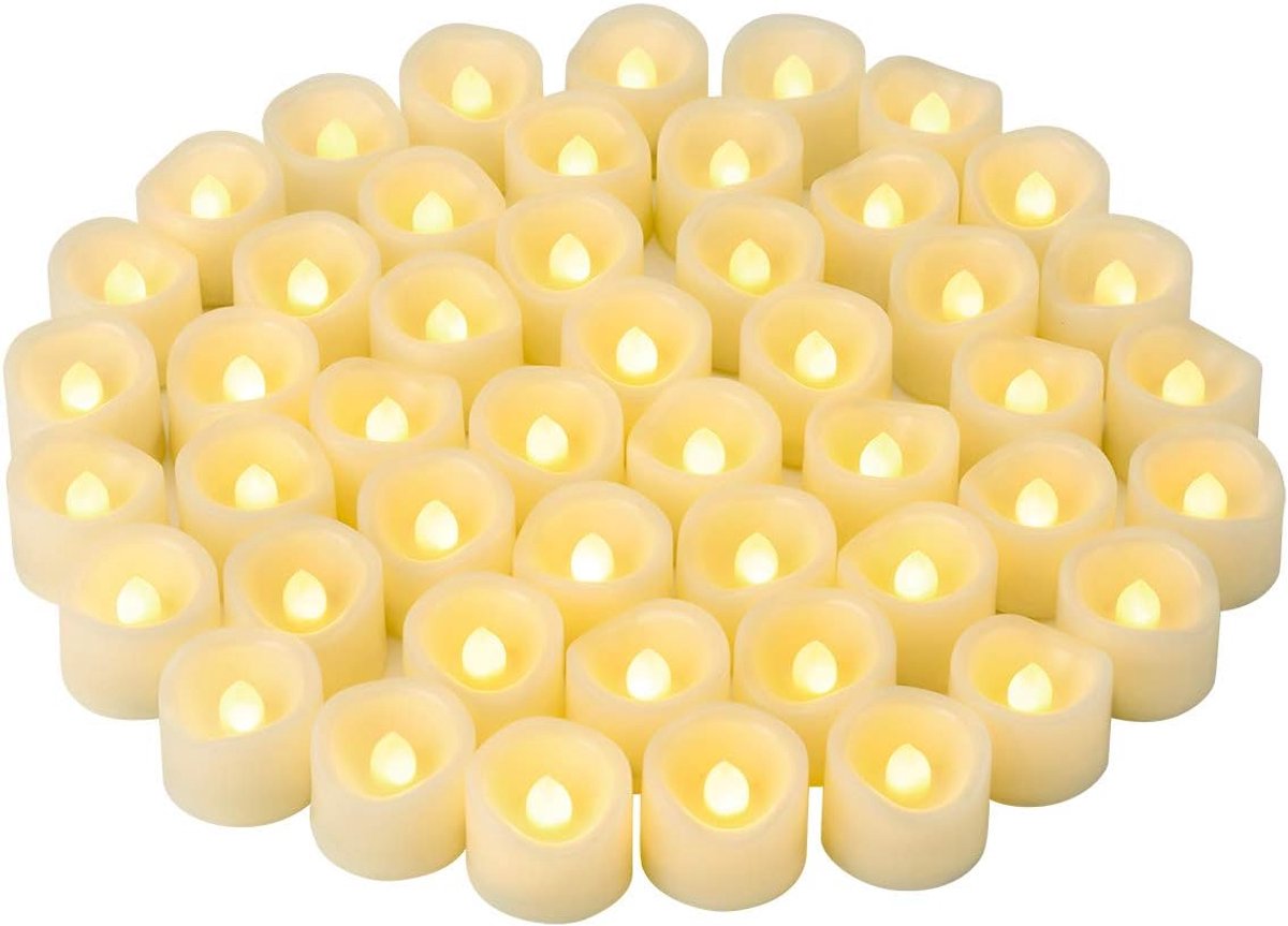 LED Flameless Flickering Tealights Votive Candle, Battery Powered Electric Flickering Led Tealights Bulk. Fake Candles - ShopVlot