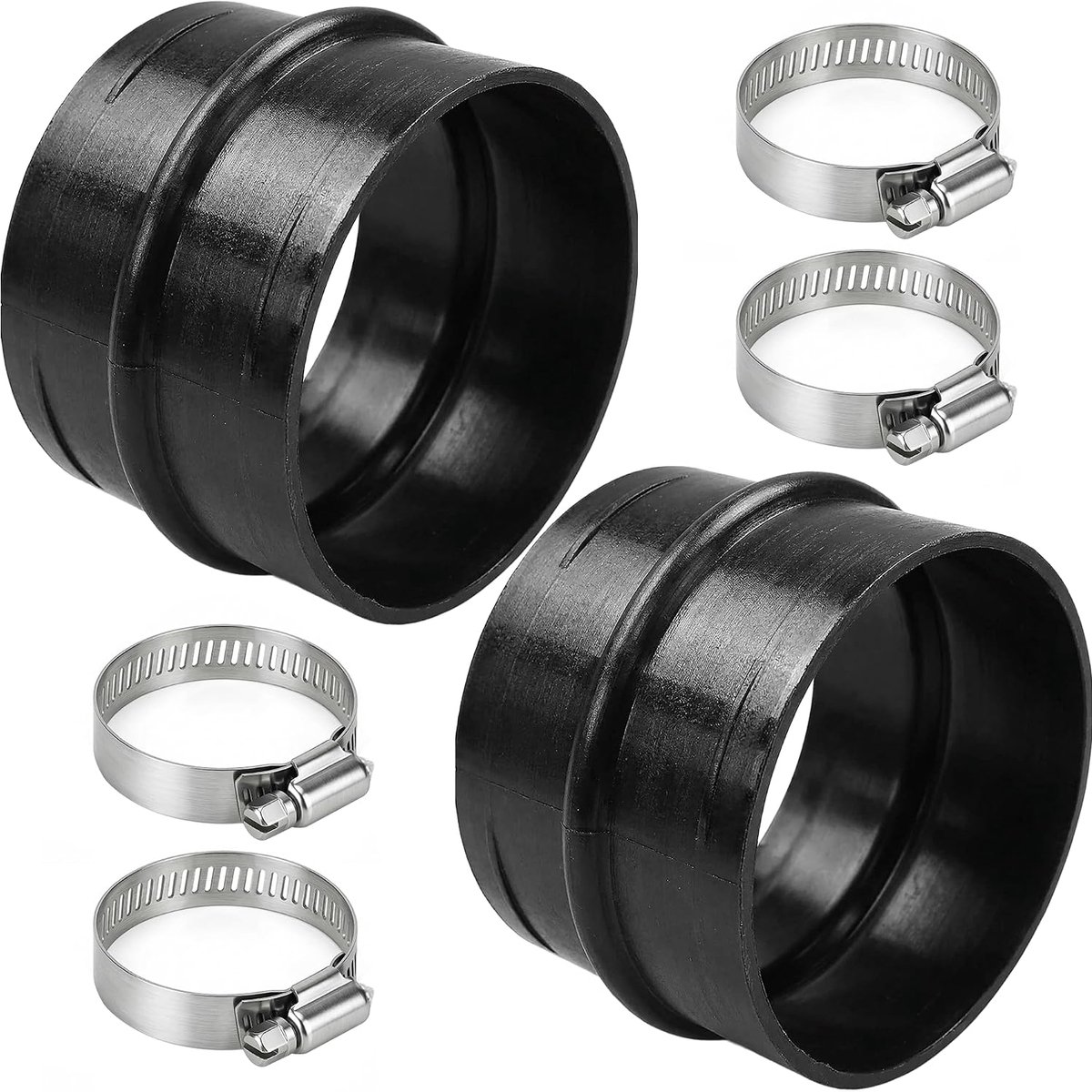 2 75mm Ronde Buiskoppelingen,4 Flexibele Slangklemmen - Hitte Drukbestendig, Roestvrij materiaal, Nauwkeurige maten - ShopVlot