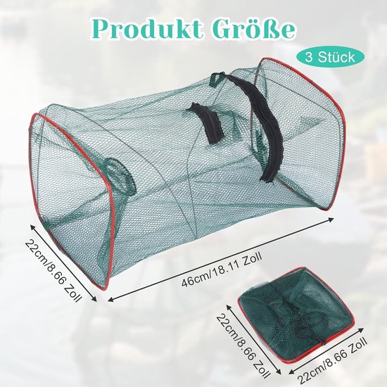 3pcs fish ree, 22x22x46cm crayfish, water stick, bait, fish for fishing all kinds of crabs, shrimp, lobster - ShopVlot — afbeelding 5