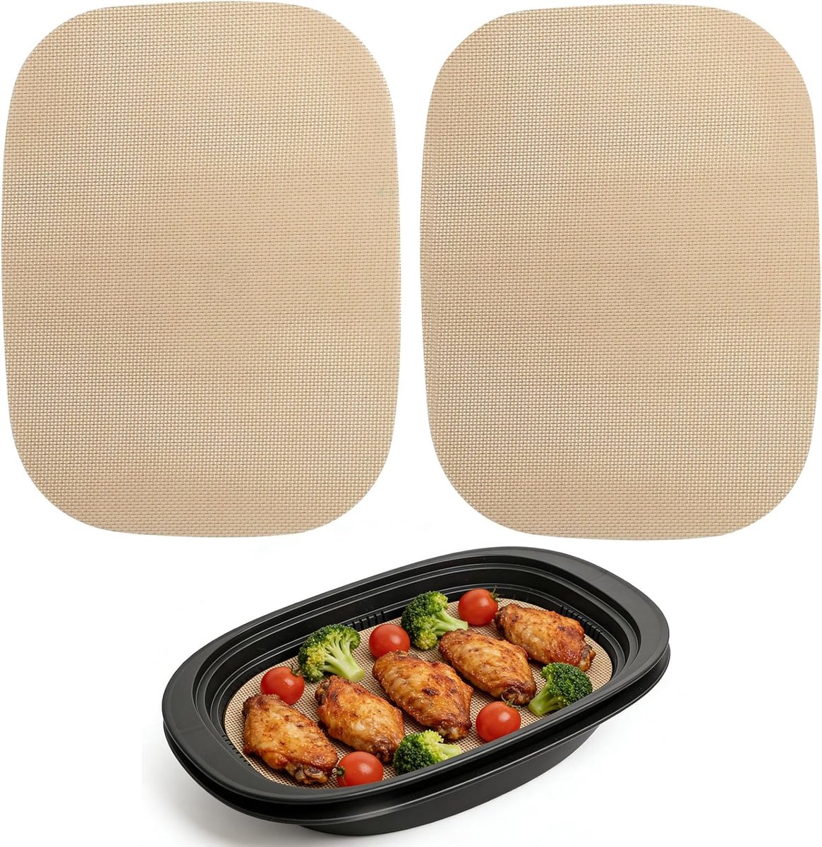 Bakpapier, 2 stuks herbruikbare bakfolie 250 ° C hittebestendige siliconen mat vel voor TM7 stomen BPA vrij non-stick - ShopVlot