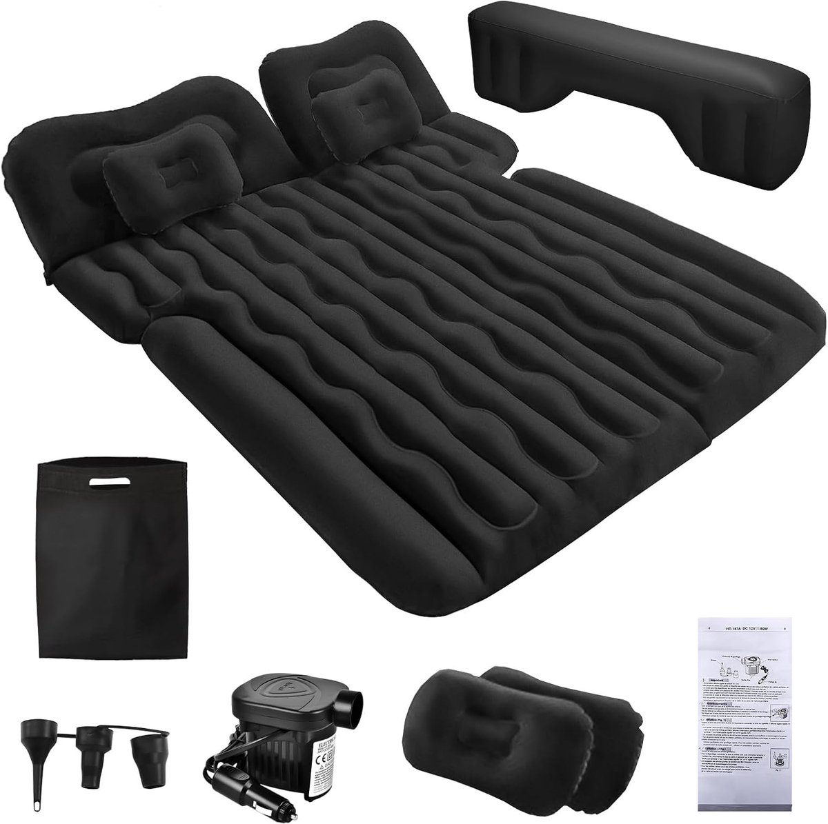 FORMIZON Inflatable Car Air Mattress 180 x 140 cm with Air Pump and 2 Pillows Portable Double Sided Thick Car Bed for - ShopVlot