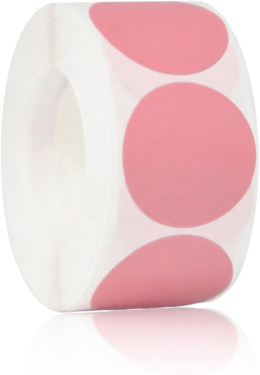 Ronde stickers 25 mm - roze zelfklevende cirkels - 500 labels per rol - perfect voor archivering - ShopVlot