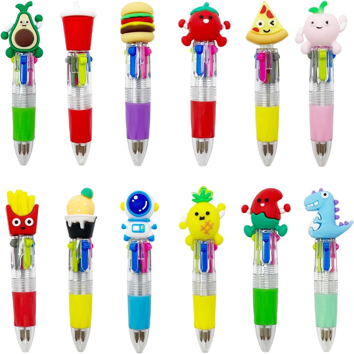 Mini pennen 12 stuks - multi-kleur retractable - schattige kids pen - ideaal voor schoolwerk - ShopVlot