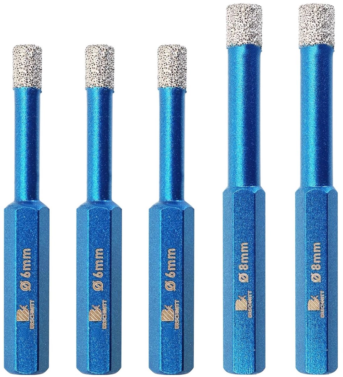 Diamant Boor Set 5pcs 1/4 5/16 Inch - Hexagon Schacht - Droog boren - Geschikt voor hard porselein en graniet - ShopVlot