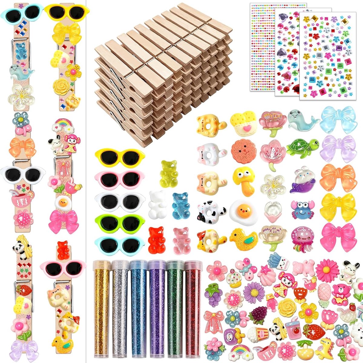 Cheer Pins Spirit Clips 50 set - Houten Wasknijpers - Inclusief Mini DIY Accessoires - Perfect voor Team Geschenken - ShopVlot