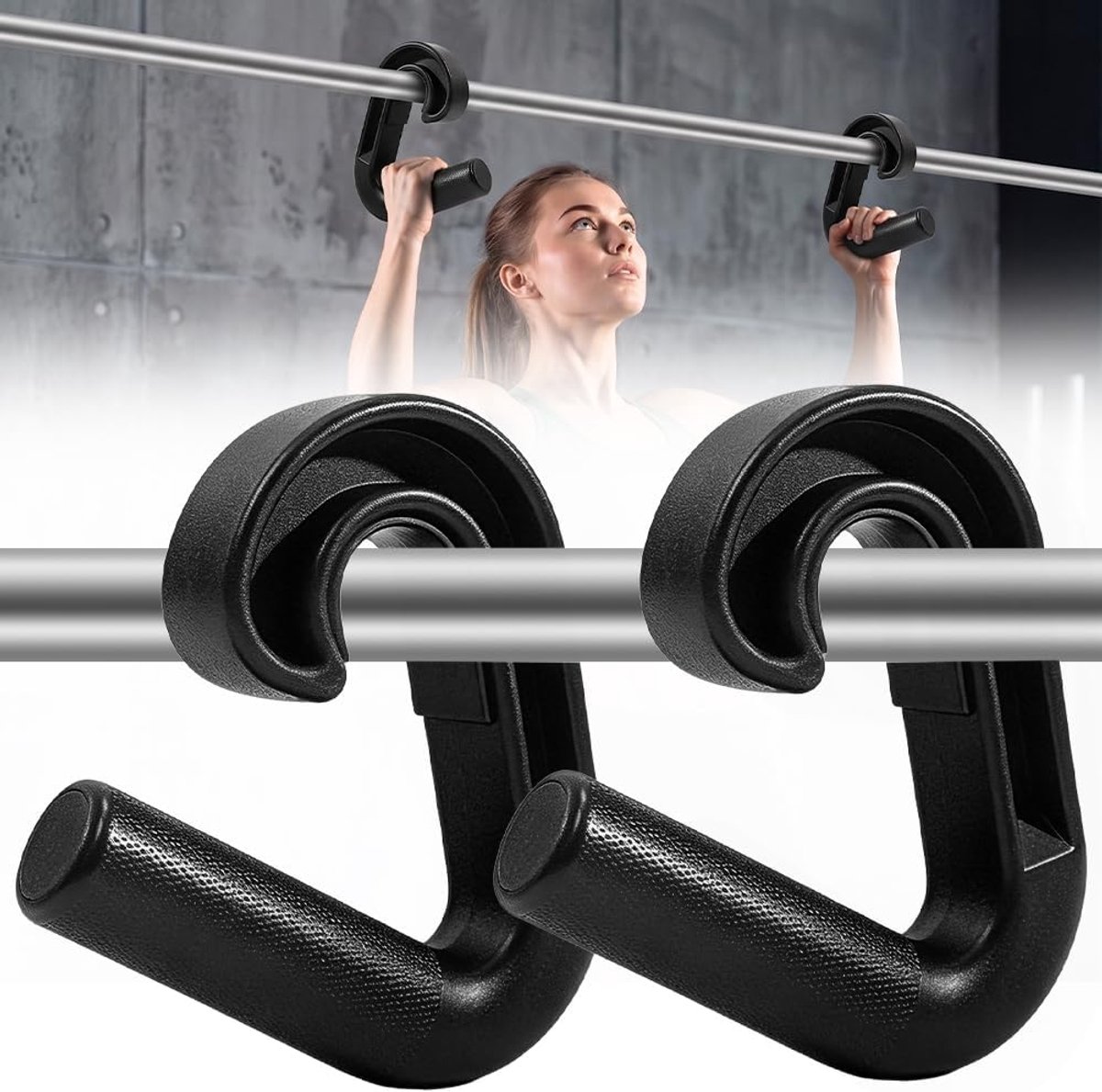 Handgreep neutraal 90 graden - dubbele D-fitnessgrepen - ergonomisch ontwerp - optimale polssteun - ShopVlot