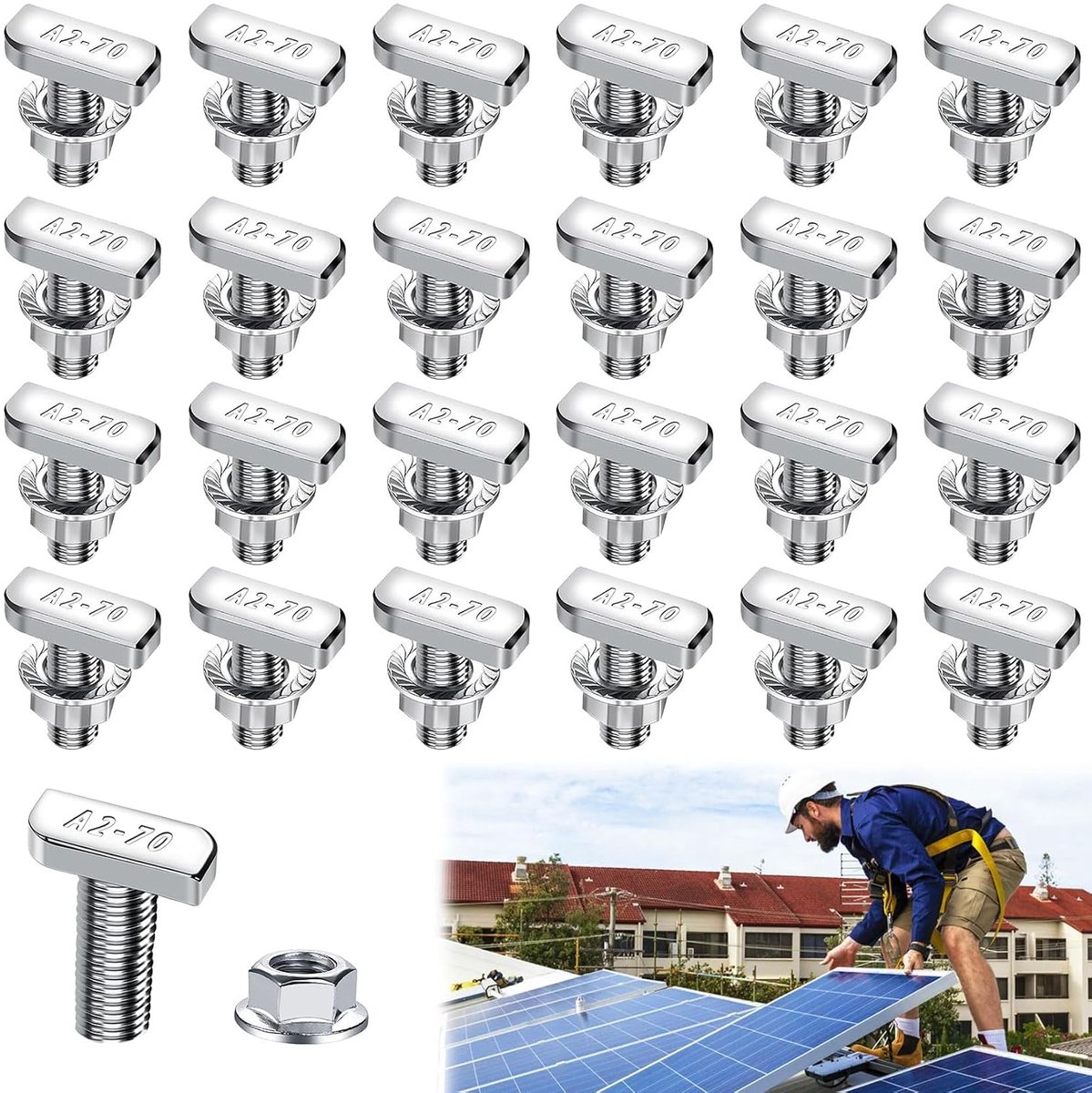 Hammerkop Schroeven M8 - RVS 30mm - Roestvrij, Corrosiebestendig - Ideaal voor Serres en Zonnepanelen - ShopVlot