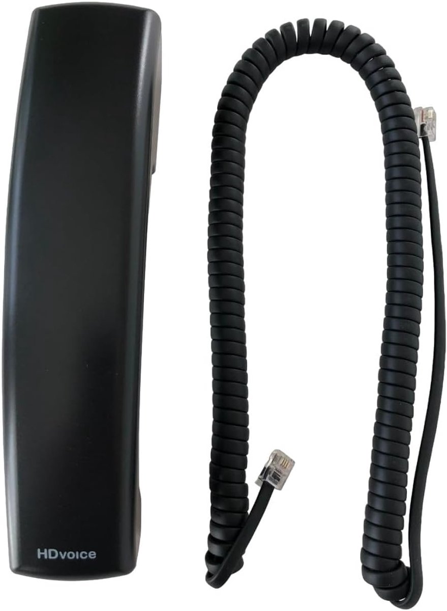 Vervangende HD Voice handset - Zwart - Inclusief 12 ft krulsnoer - Ideaal voor Polycom VVX telefoons - ShopVlot