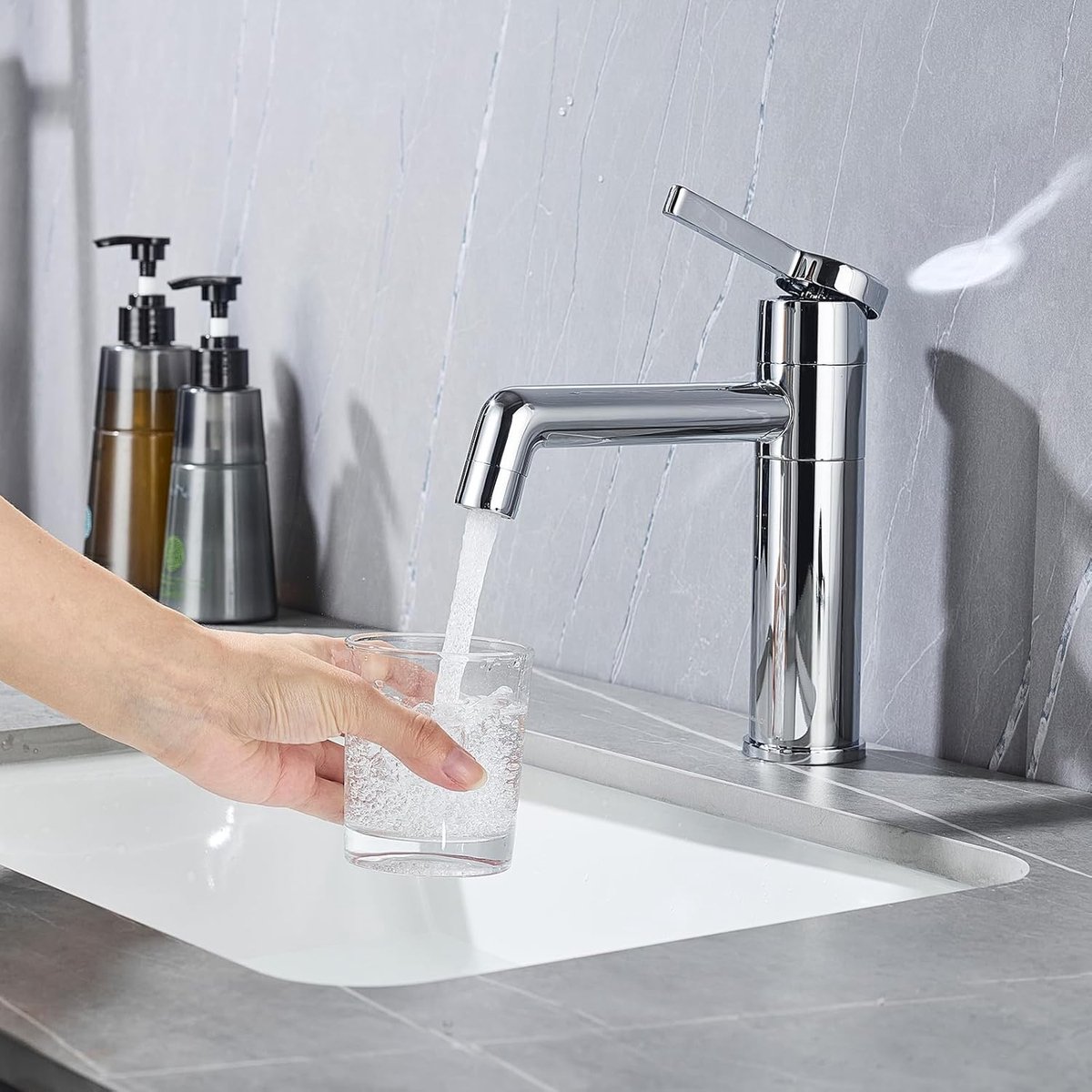 basin faucet, bathroom faucet 360° rotatable fixture for washbasin bathroom, single switch mixer tap with hot-cold - ShopVlot