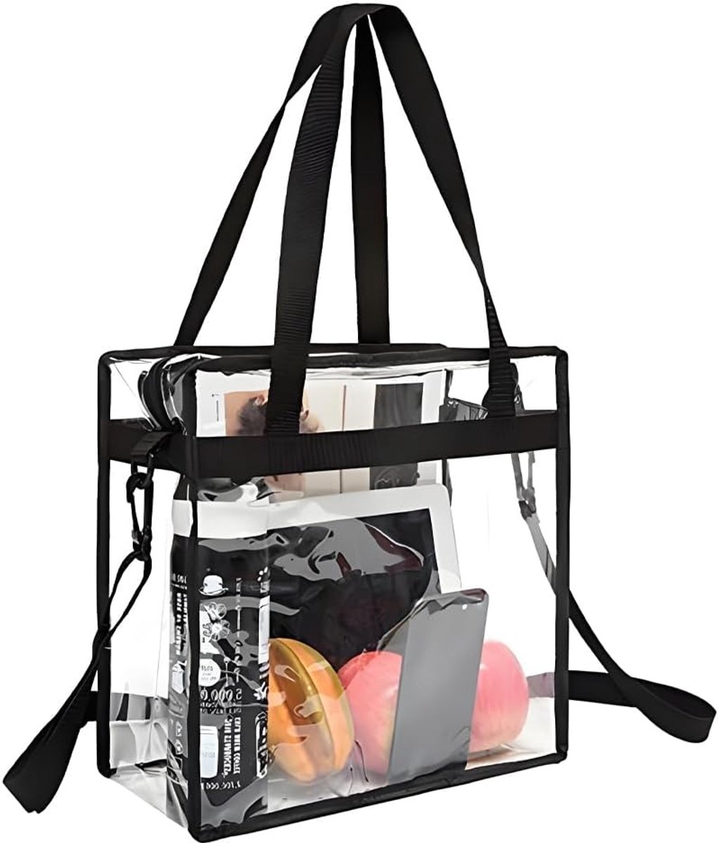 Transparent Tote Bag, Transparent Tote Bag, 30 x 30 x 15 cm, Clear PVC Bag, Shoulder Bag, Waterproof Handbag - ShopVlot