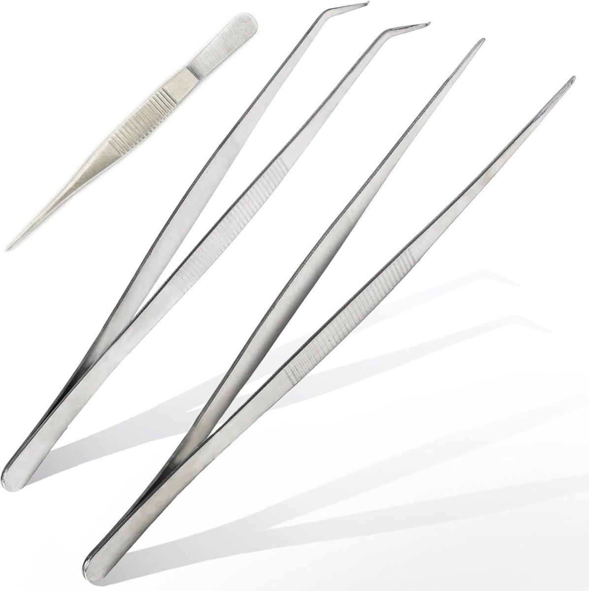 Tweezers Curved Beveled Stainless Steel 25 cm Professional Non-Slip Long Straight 2 Pieces Water Animal Slant Tweezers - ShopVlot