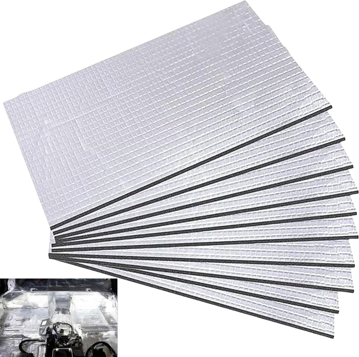 Pack of 10 Aluminium Foil Insulation Car Thermal Insulation Self-Adhesive Insulation Car 250 x 180 x 5 mm Sound - ShopVlot