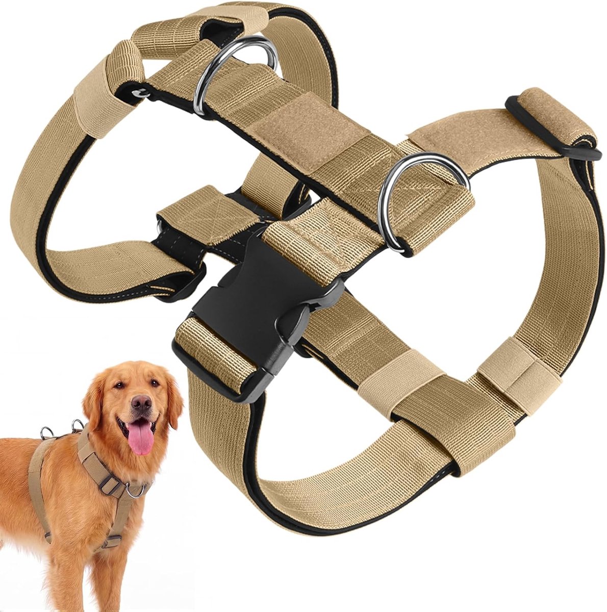 Dog Harness Against Pull, Khaki, XL - ShopVlot