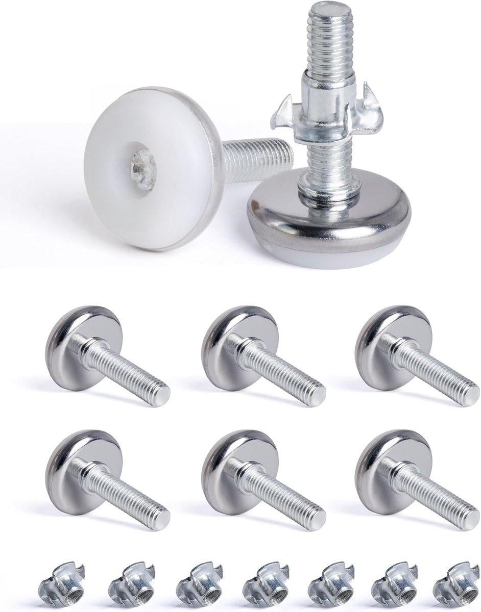 8Pcs M8 X 28MM Adjustable Furniture Legs, Screw-In Adjustable Feet Furniture Feet with Round Base, Furniture Foot - ShopVlot