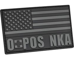 2AFTER1 Blackout USA America Flag OPOS O+ O POS NKA Blood Type No Known Drug Allergies Tactical PVC Rubber Patch - ShopVlot