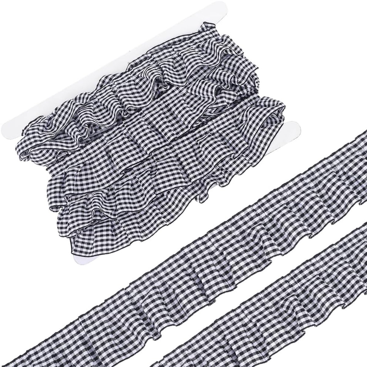 Gingham geplooide kanttrim 4 cm - geruit - zoomversiering - ideaal voor handwerk - ShopVlot