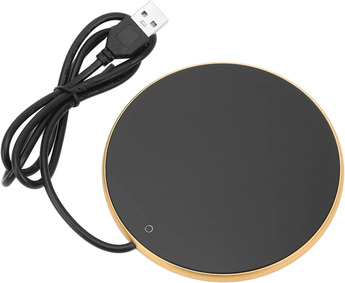 USB kopjeswarmer - Ø10.3cm - goud - slimme aanraakschakelaar - ideaal voor warme dranken - ShopVlot