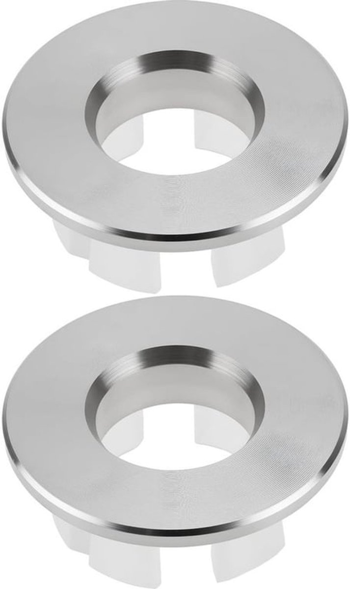 Sifon Afdekkingen 2x Decoratief - Roestvrij Staal/Kunststof - Geschikt voor Overloopgaten 22-24mm - Buitendiameter 30mm - Hoogte 13mm - Duurzaam - Gootsteenafdekkingen