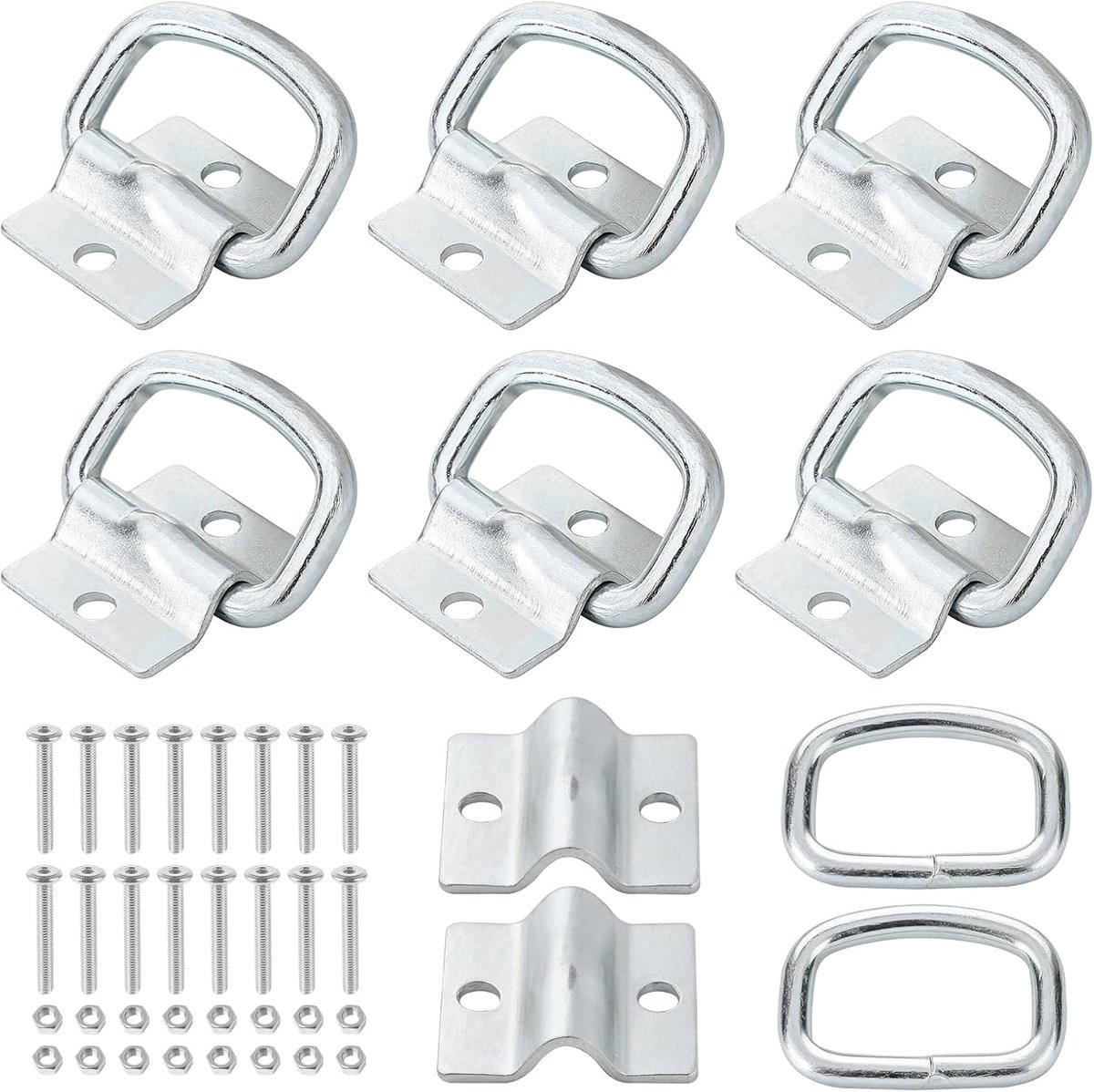 D-ring lashing rings 8pcs - hoogwaardig verzinkt staal - lashing points met schroeven - ShopVlot