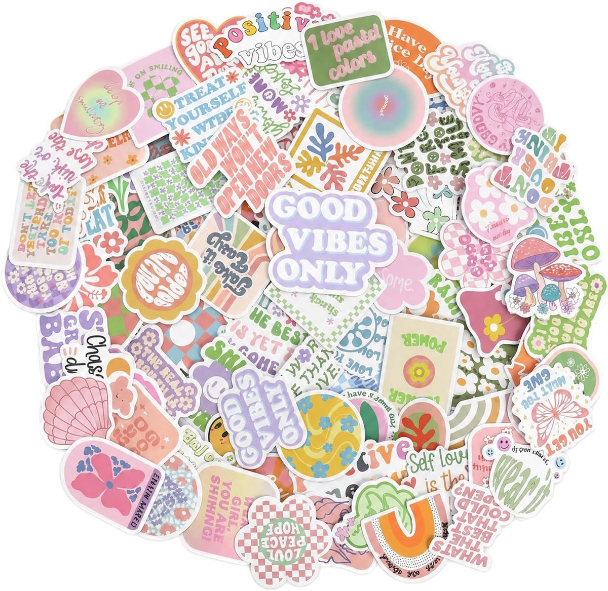 Preppy esthetische stickers 100 stuks - waterdicht vinyl - motiverende citaten - perfect voor waterfles - ShopVlot