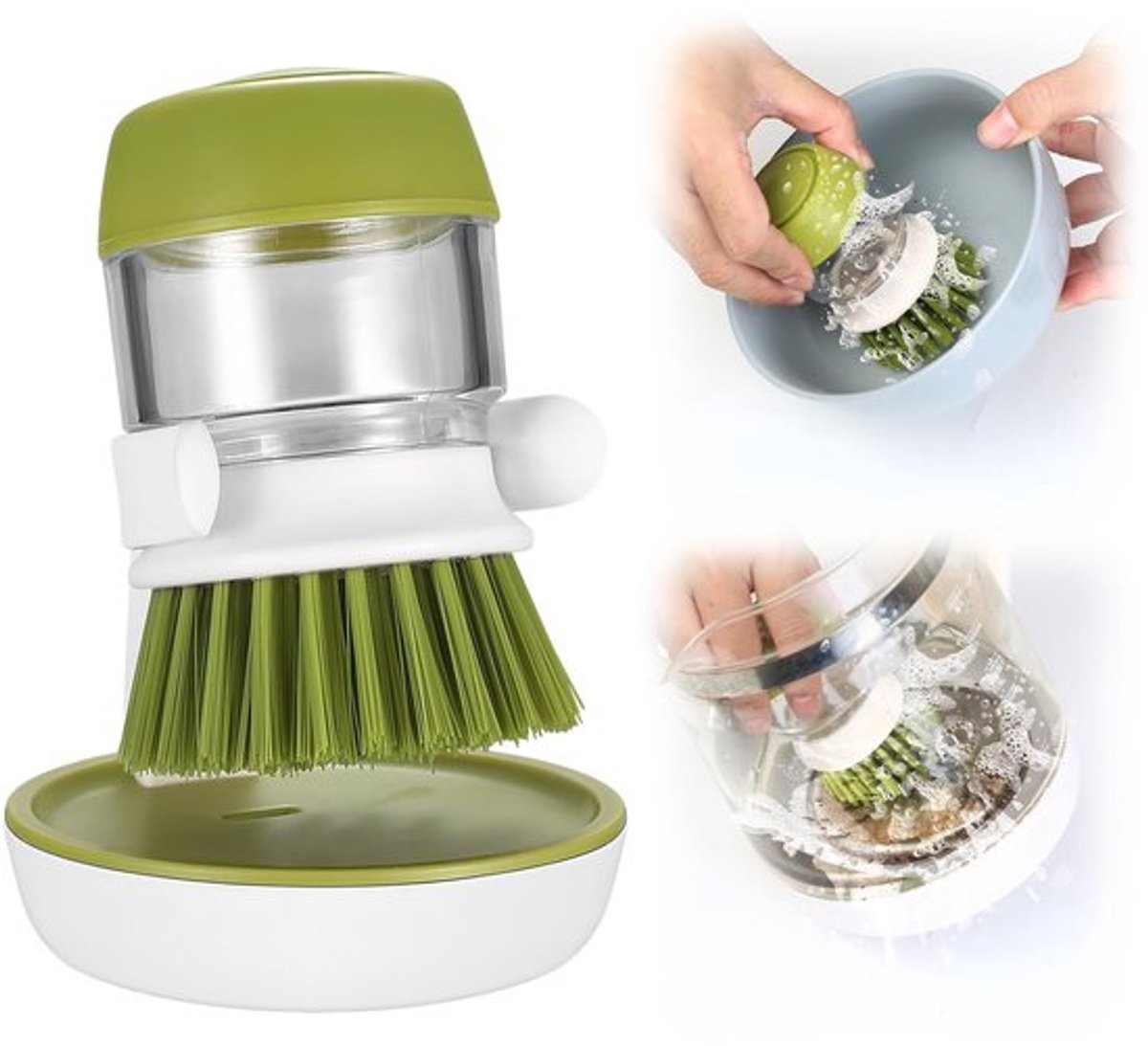 Zeepdispenser Automatisch - Afwasborstel met Zeepdispenser - Opbergstandaard - Krasbestendige Borstelharen - Eenvoudig te Vullen Reservoir