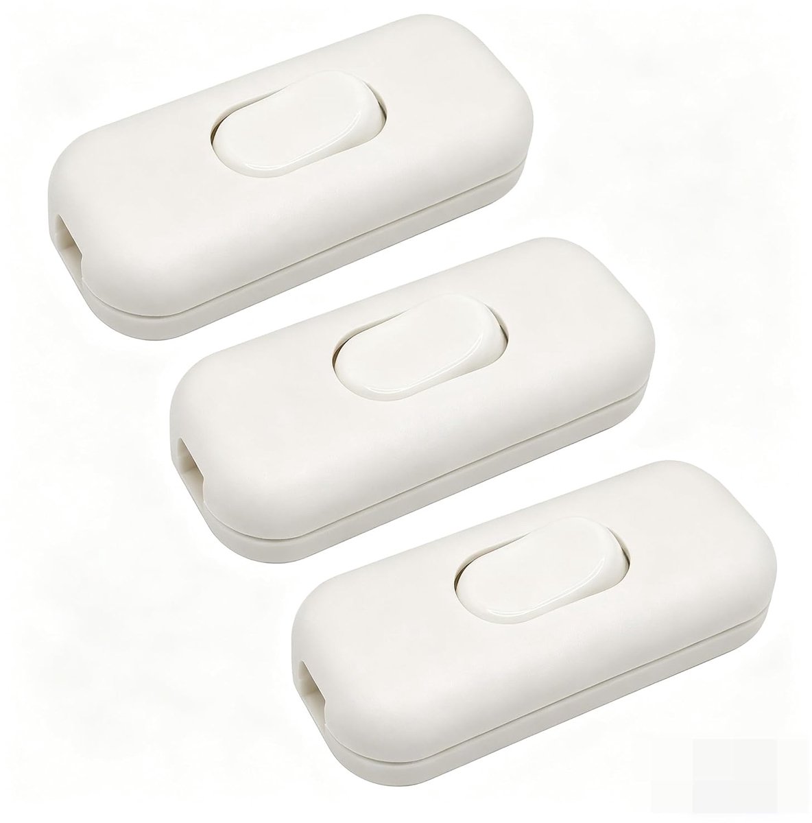 3 stuks kabelschakelaar, 230 V, 2-polig, witte tuimelschakelaar, 230 V, voor tafellampen, staande lampen en kleine - ShopVlot