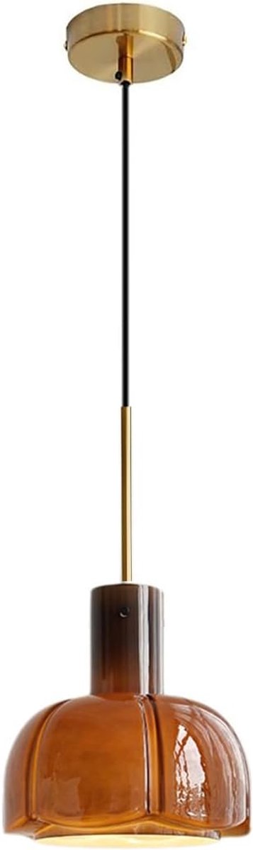 Hanglamp met glazen bloemkap - E27 fitting - Hoogte verstelbaar - Ideaal voor keuken of eetkamer - ShopVlot