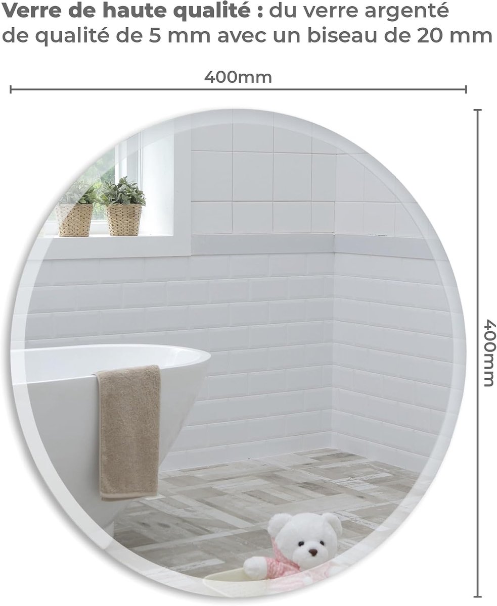 Ronde Badkamer Spiegel - 40cm - Wandgemonteerd - Elegante Bevel-randen - Minimalistische uitstraling - ShopVlot