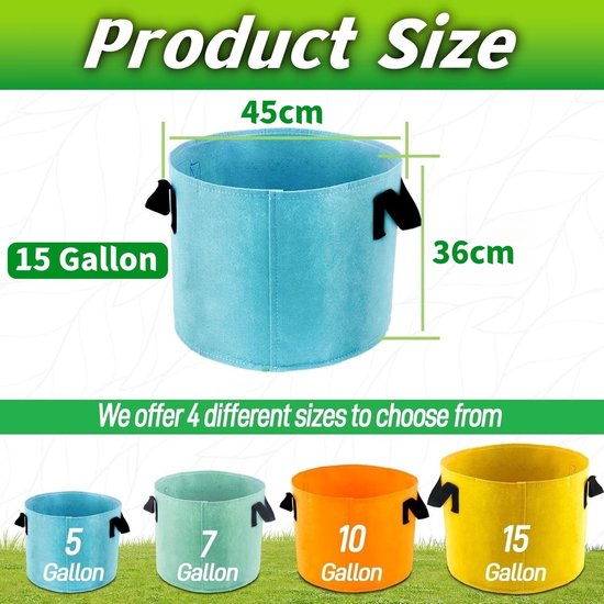 Solidchoice - Set van 7 Plant Groeiende Zakken van 15 Gallon — afbeelding 4
