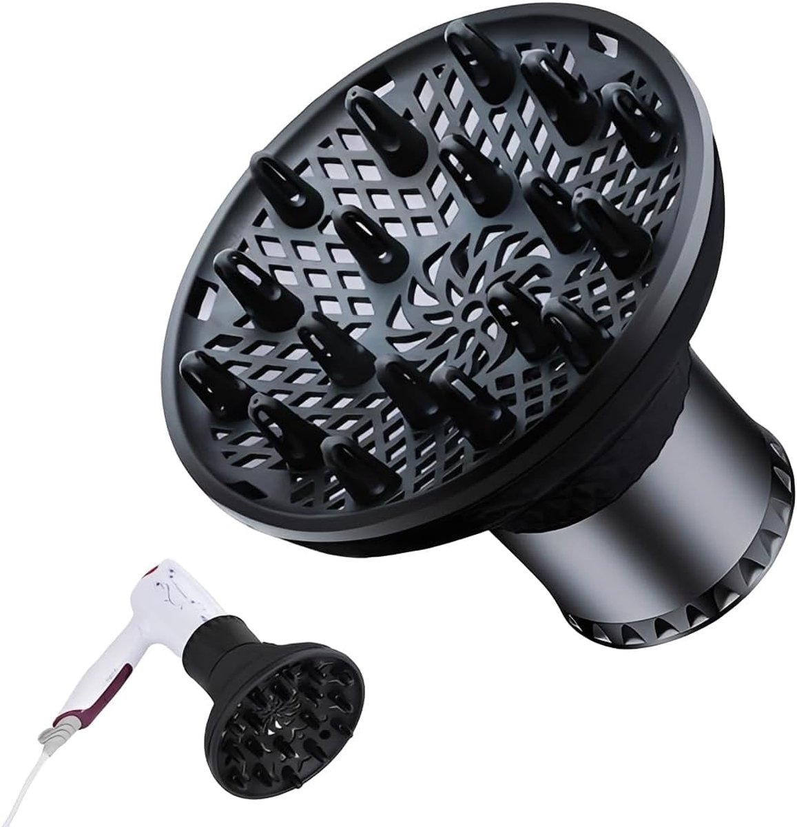 Diffuser voor haar - verstelbaar van 3,5 cm tot 6 cm - hittebestendig plastic - ideaal voor zwarte krullen - ShopVlot