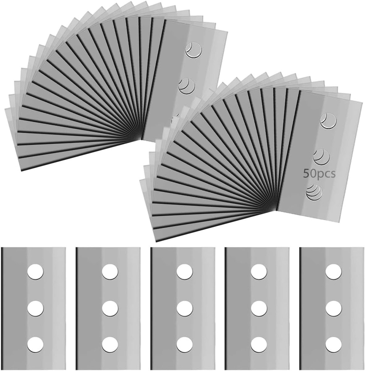 Glasreinigers 50 stuks - Vervangbladen 43 x 22 mm - Hoogwaardig koolstofstaal - Ideaal voor koken en bakken - ShopVlot