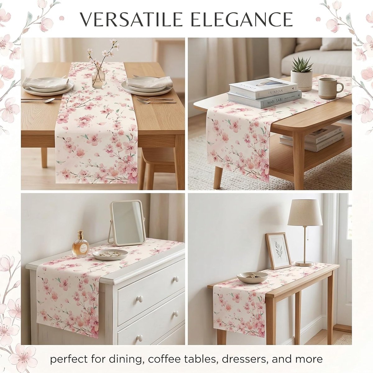 Tafelkleed 40x140cm - bloemenprint - wasbaar - lentefeest decoratie - ShopVlot