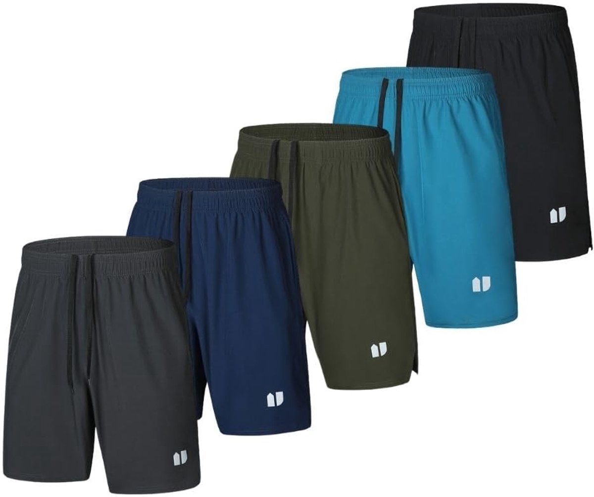 Hardloopshorts heren 5-pack - sneldrogend - met zakken - ideaal voor sport - ShopVlot