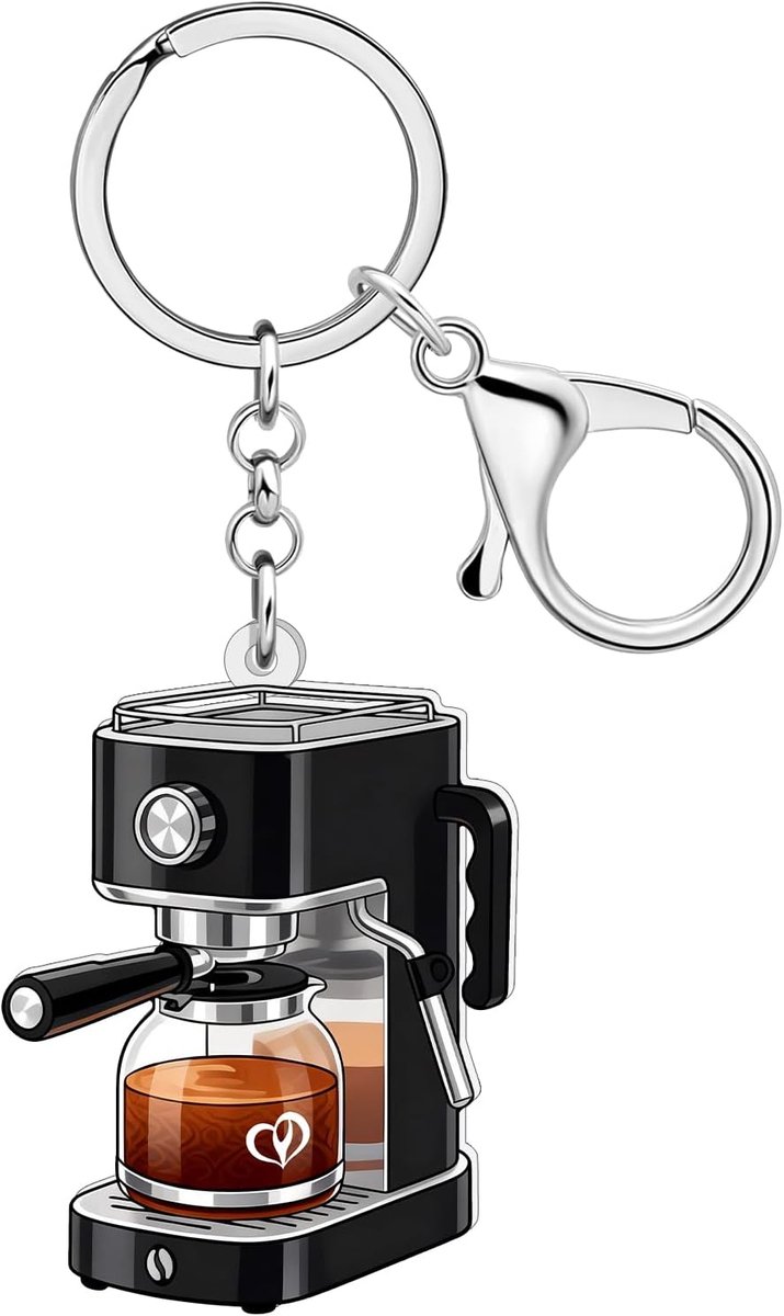 Sleutelhanger koffiezetapparaat vintage - acryl - leuk geschenk voor koffieliefhebbers - perfect voor tas of rugzak - ShopVlot