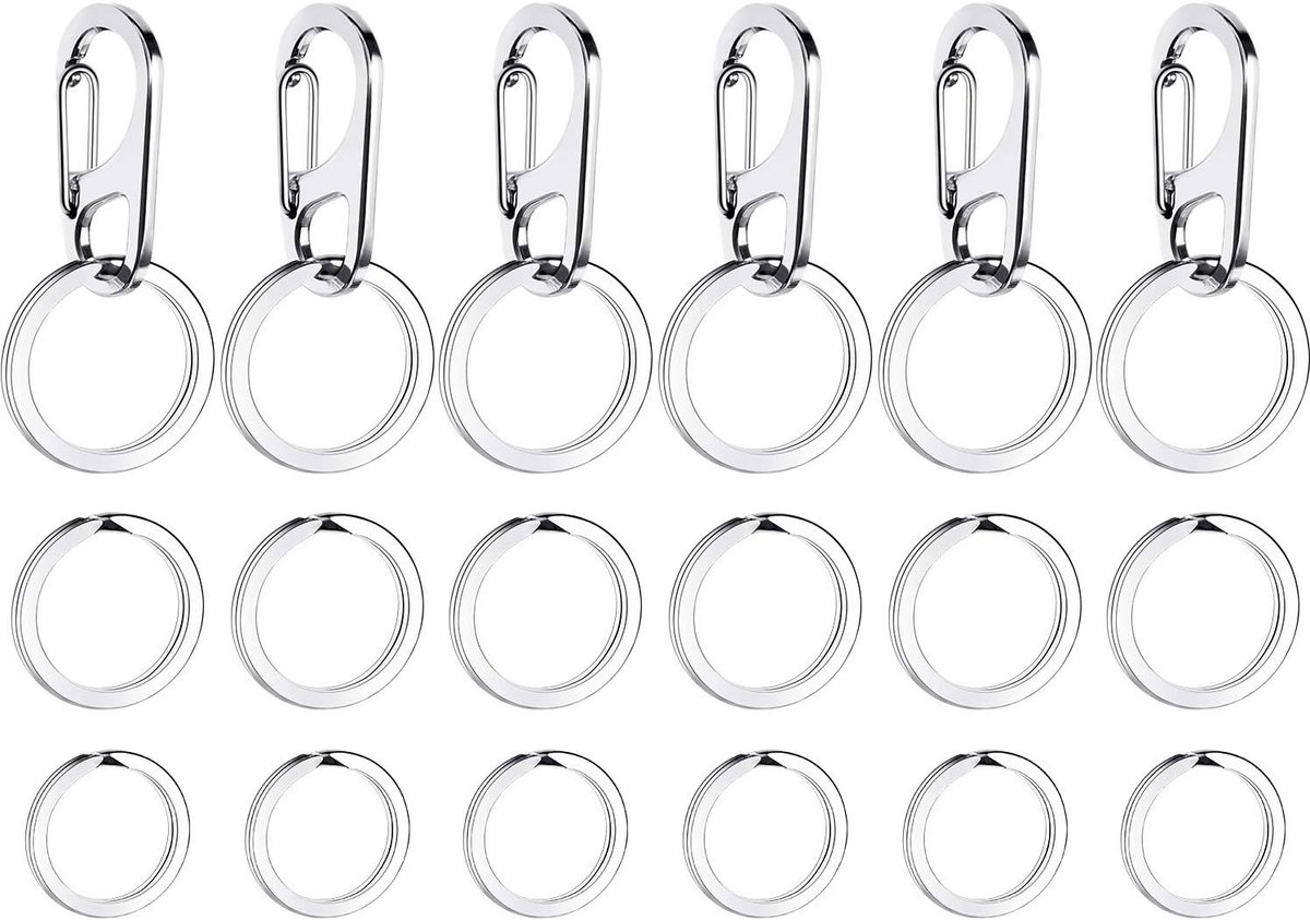 Hondtag clips 6 sets - Duurzaam roestvrij staal - Inclusief 18 split o-ringen - Ideaal voor honden- en kattentags - ShopVlot