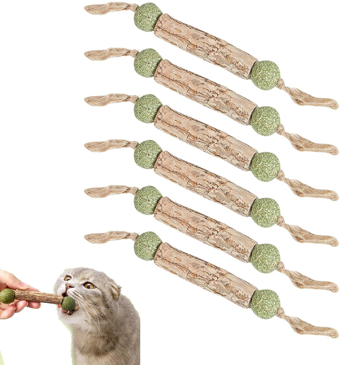 Solidchoice - Katten Speelgoed met Matatabi, 6 Stuks voor Tandverzorging