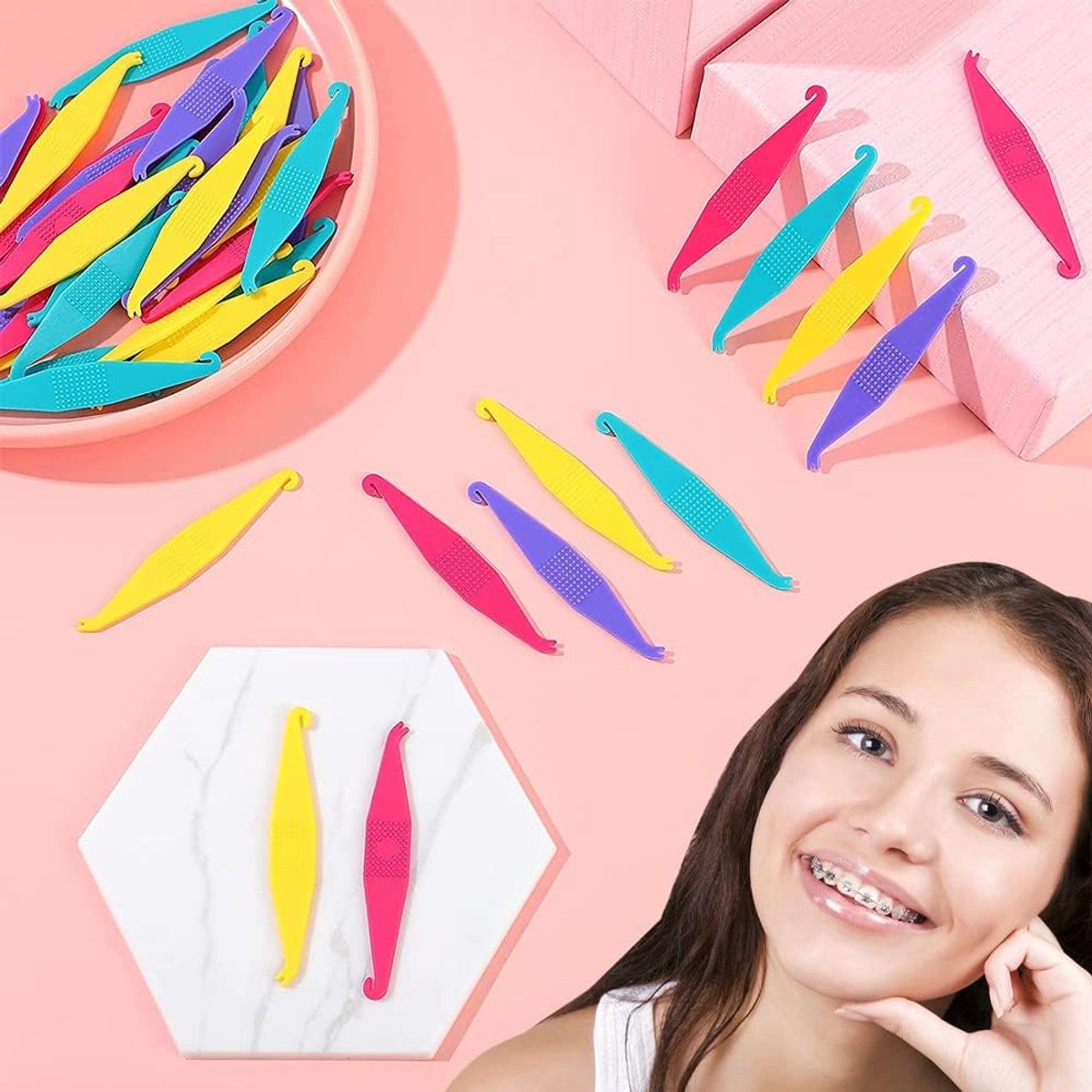 Orthodontische Elastische Haak - 25 Stuks - Kunststof - Eenvoudig gebruik voor het plaatsen van rubberen banden - ShopVlot
