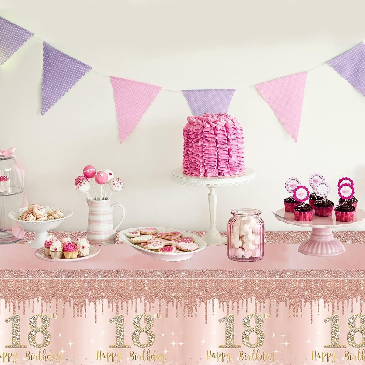 Tafellaken 54 x 108 Inch - Goud Roze - 18e Verjaardag Versiering - Perfect voor Feestelijke Taferelen - ShopVlot