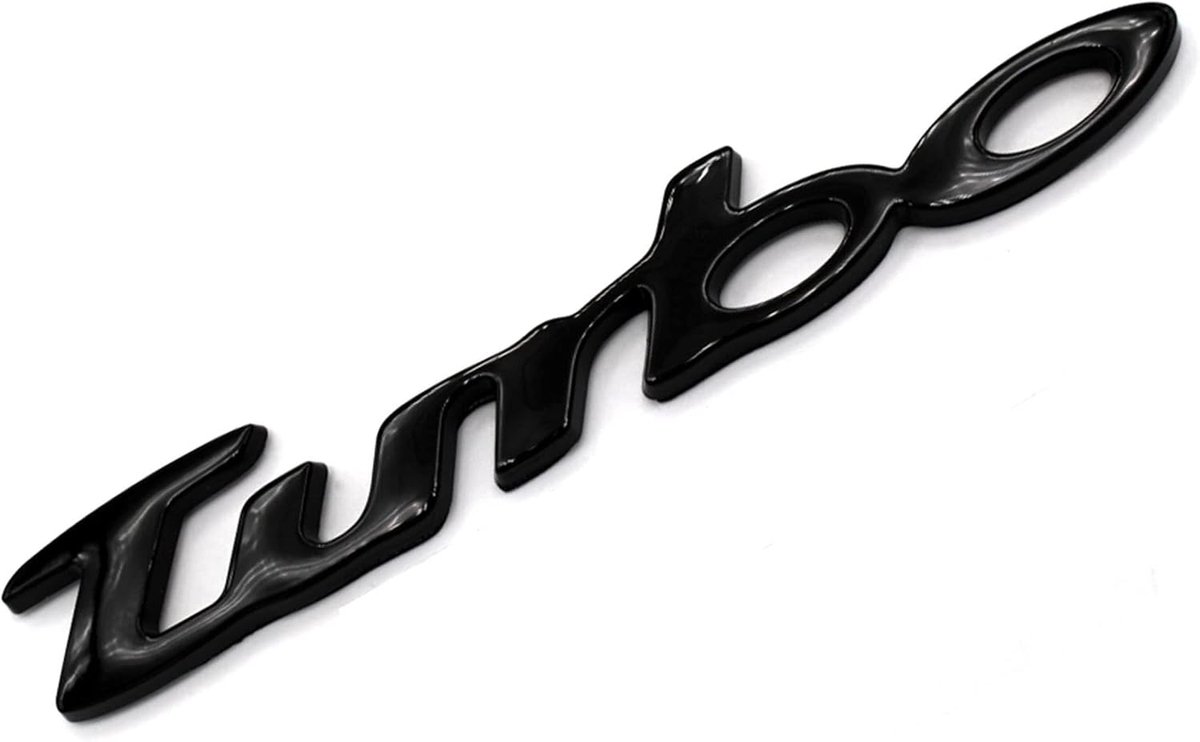 3D Embleem Turbo - Zwart ABS Kunststof - Hoogglans Effect - Eenvoudig te Bevestigen - ShopVlot