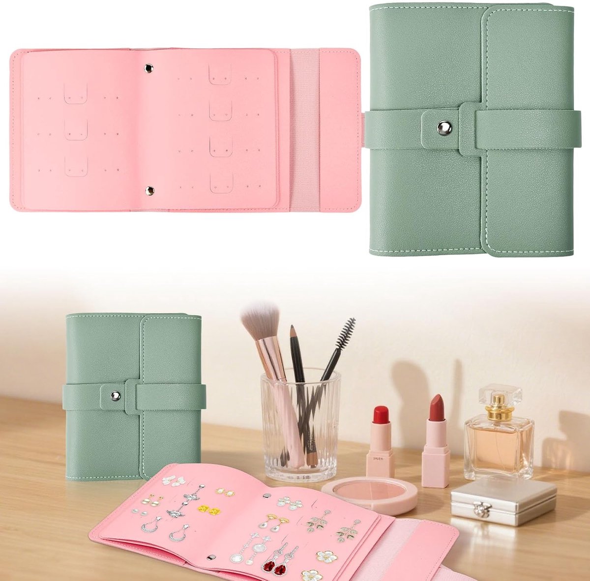 Earring organizer 42 paar - portable juwelenboek - PU mat - ideaal voor reizen - ShopVlot