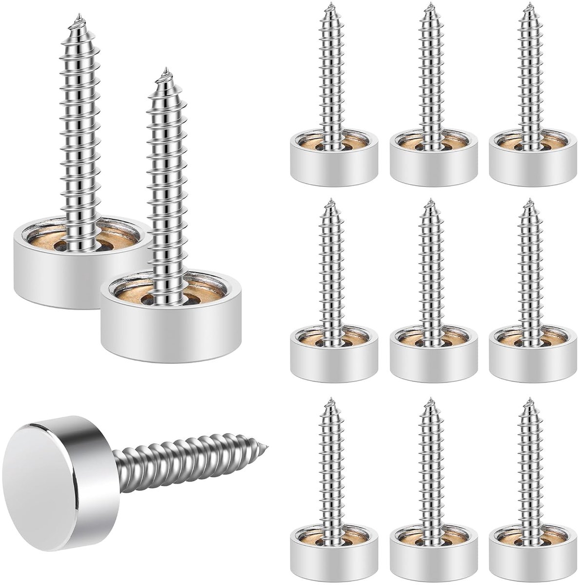 Mirror screws 12mm - RVS met decoratieve doppen - Voor spiegels en glasplaten - Hoogwaardige bevestiging - ShopVlot