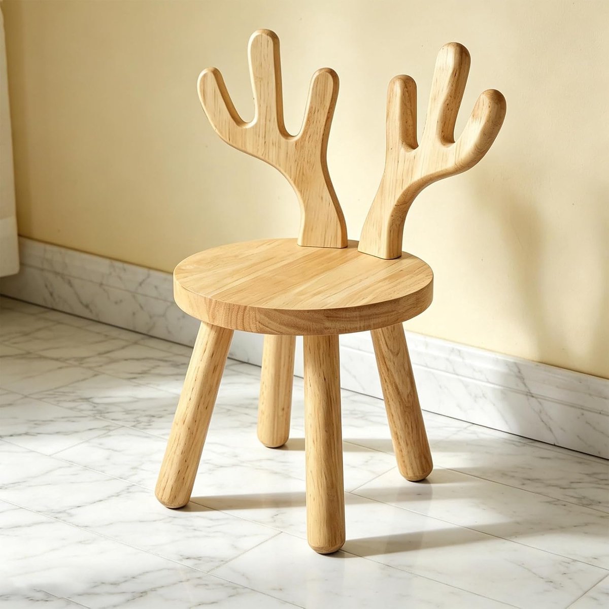 Kleine kinderstoel 45 cm - massief hout - konijnenoren - lichtgewicht en duurzaam - ShopVlot