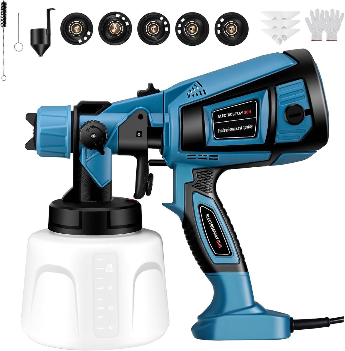 Paint Spray System, 800 W HVLP Electric Paint Spray Gun with 4 Nozzles and 3 Spray Cartridges, 1400 ml Paint Flow - ShopVlot