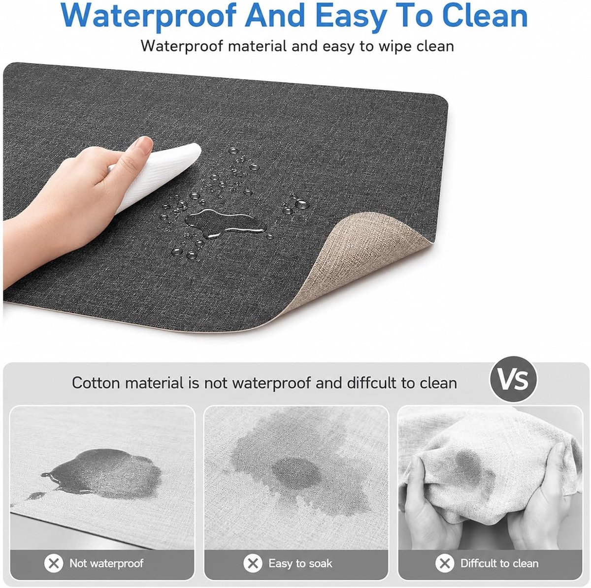 MINGBOLIN Set van 6 placemats, afwasbaar, met 6 onderzetters, dubbelzijdige placemats, lederlook, pvc, 43 x 30 cm - ShopVlot