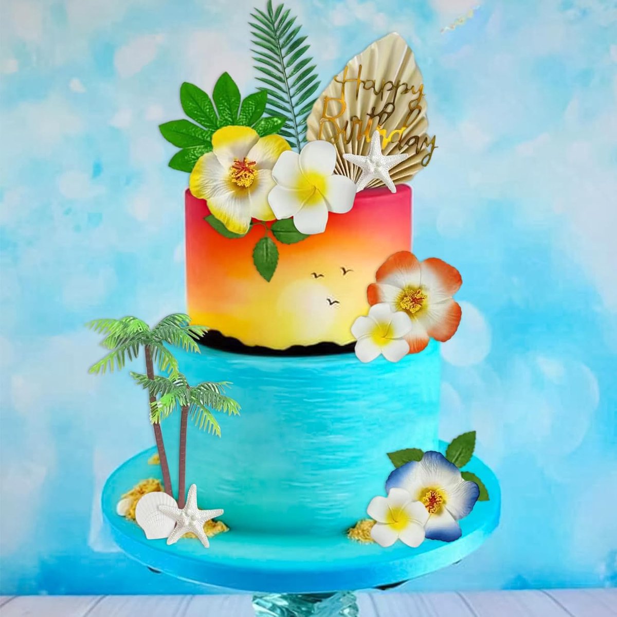 Hawaiian Beach Surf Birthday Cake Decoration Topper for Swimming Beach - ShopVlot