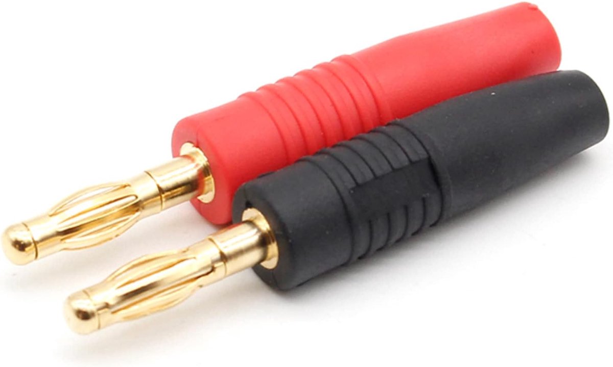 Modelbau® 1 Pair (2 Pieces) 4 mm Banana Plug Gold Plug for Charger, Charging Cable, Laboratory, Red, Black, DIY Pens - ShopVlot