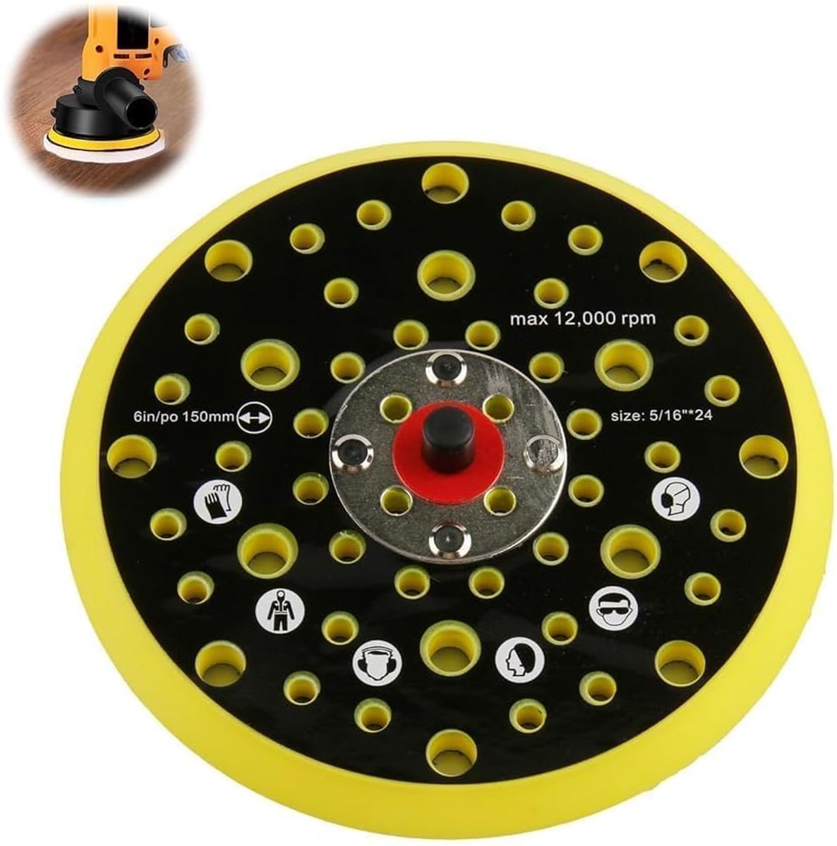 Schuurdisc 150 mm - 52 gaten - M8 schroefdraad - Voor Mirka CEROS en DEROS schuurmachines - ShopVlot