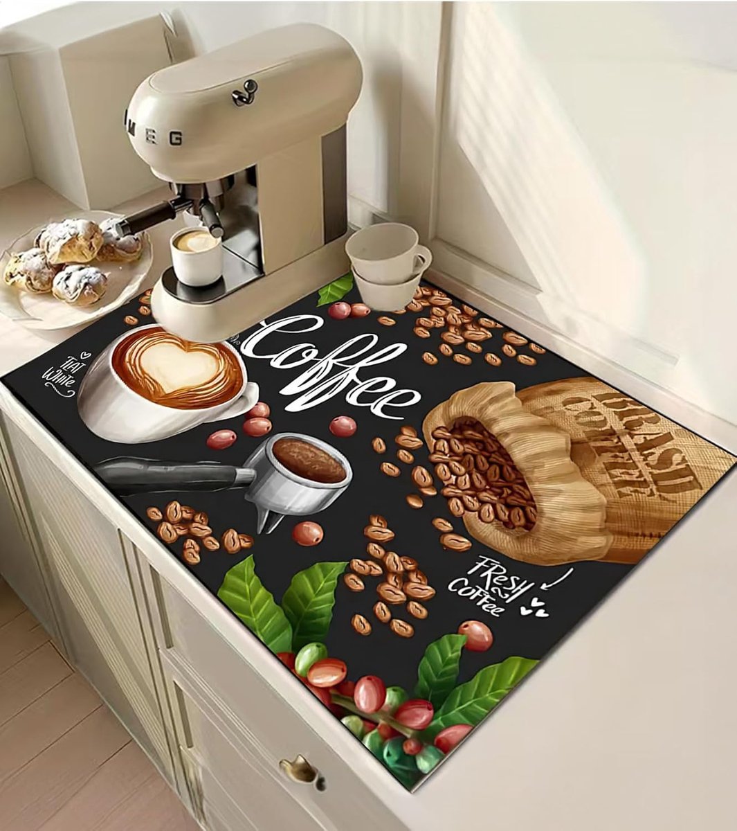 Koffiemachine dripmat 40x50cm - sneldrogend PU oppervlak - super absorberend - ideaal voor keuken en badkamer - ShopVlot